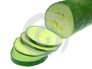 Sliced Cucumber, isolated on white