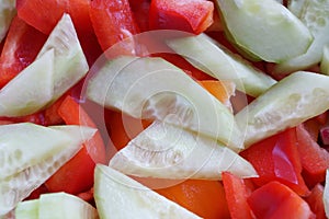 Sliced Cucumber and Red Pepper