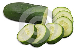 Sliced Cucumber on White Background with Clipping Path