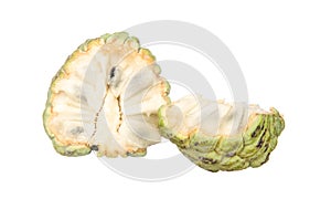 Sliced custard apples isolated on white