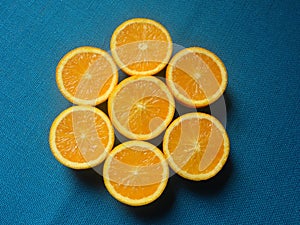 Sliced cut Navel oranges