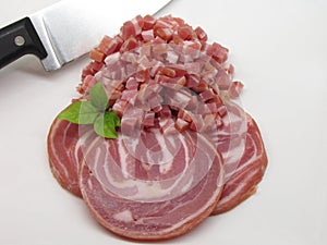 Sliced and diced pancetta