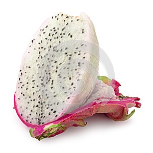 Sliced of Dragon Fruit or Pitaya isolated on white background