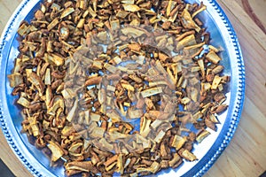 Sliced dried mango pieces for pickle