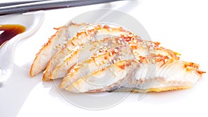Sliced eel isolated