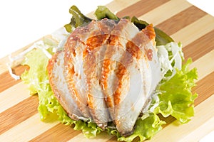 Sliced eel with salad