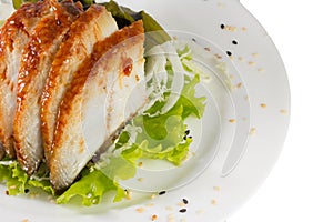 Sliced eel with salad