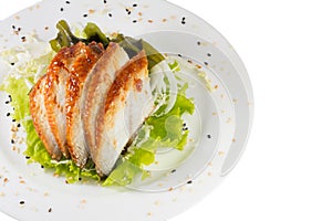 Sliced eel with salad