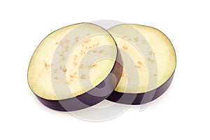 sliced eggplant isolated on white background. healthy food