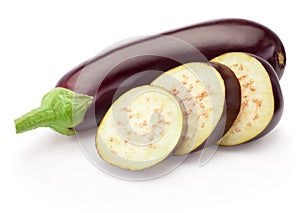 Sliced eggplant vegetable isolated on white background