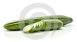 Fresh Hothouse Cucumber isolated on white