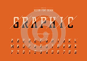Sliced font and alphabet vector, Typeface and number design, Graphic text on background
