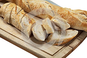 Sliced french baguette bread