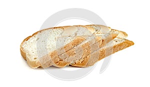 Sliced french baguettes bread isolated on white background