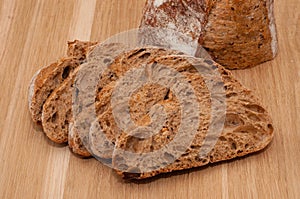 Sliced French black bread with seeds