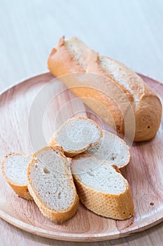 Sliced french bread baguette