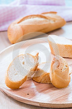 Sliced french bread baguette