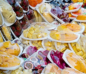 Sliced fresh fruits photo