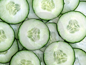 Sliced fresh green cucumber