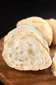 Sliced Fresh Homemade Bread called Somun on the wooden board