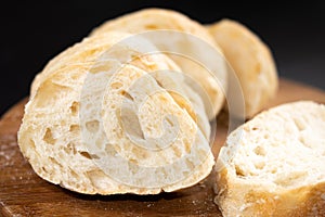 Sliced Fresh Homemade Bread called Somun on the wooden board