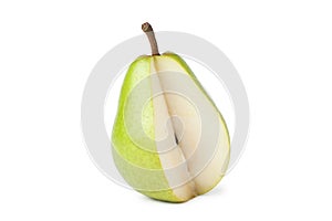 Sliced fresh juicy pear isolated over white