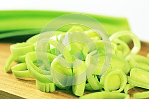 Sliced fresh leek