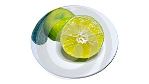 Sliced of fresh Lime on the dish photo