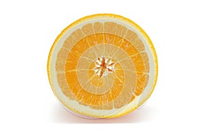 Sliced fresh orange fruit on white background