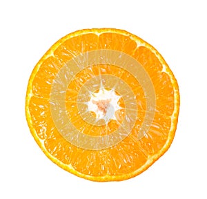 Sliced fresh orange isolated on white photo