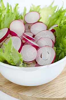 Sliced fresh organic red radish