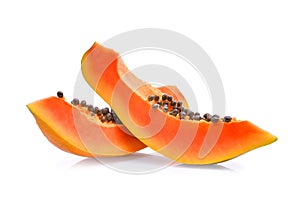 Sliced of fresh papaya isolated on white