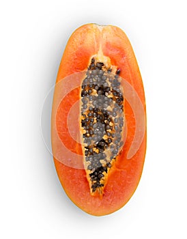 Sliced fresh papaya isolated on white background with clipping path