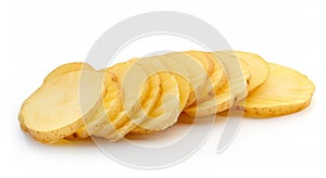 Sliced fresh potatoes isolated on white background