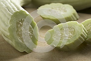 Sliced fresh raw Armenian cucumber