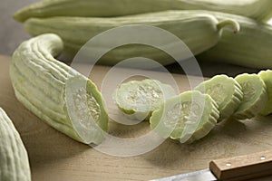 Sliced fresh raw Armenian cucumber photo