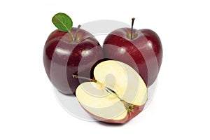 Sliced fresh red apple isolated on white