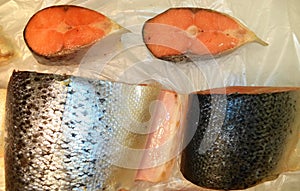 sliced fresh red fish salmon