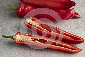 Sliced fresh red pointed pepper