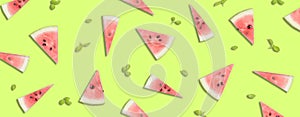 Sliced fresh sweet watermelon. Summer vegan healthy refreshing snack