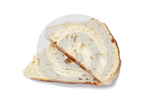 Sliced fresh white bread isolated on a white