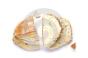 Sliced fresh white bread isolated on a white