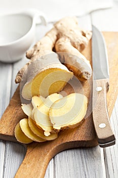 Sliced ginger root