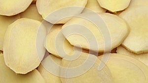 sliced ginger root rotate. Healthy food