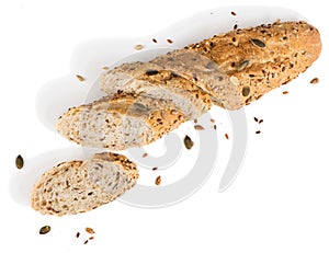 Sliced grain bread. Close up.