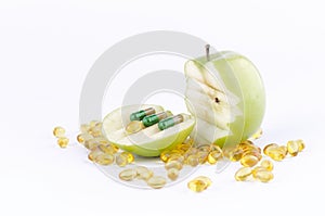 SLICED GREEN APPLE WITH CAPSULES 2