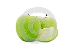 Sliced green apple isolated on white