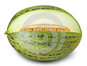 Sliced green melon isolated on white background
