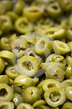 Sliced green olives