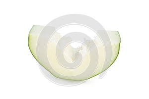 sliced green papaya isolated on white